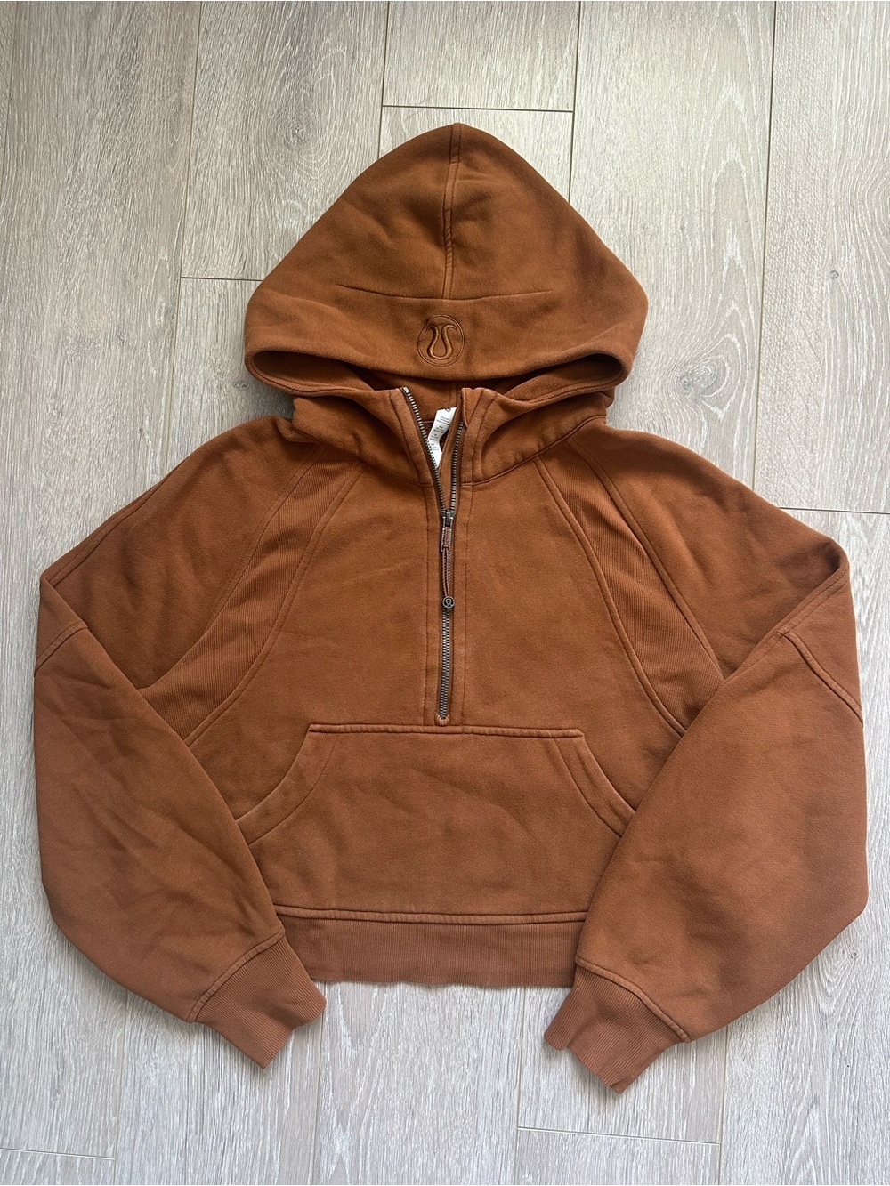 Lululemon Scuba Oversized 1/2 Zip Hoodie Pullover W3DM4S Copper Brown Sz XS/S